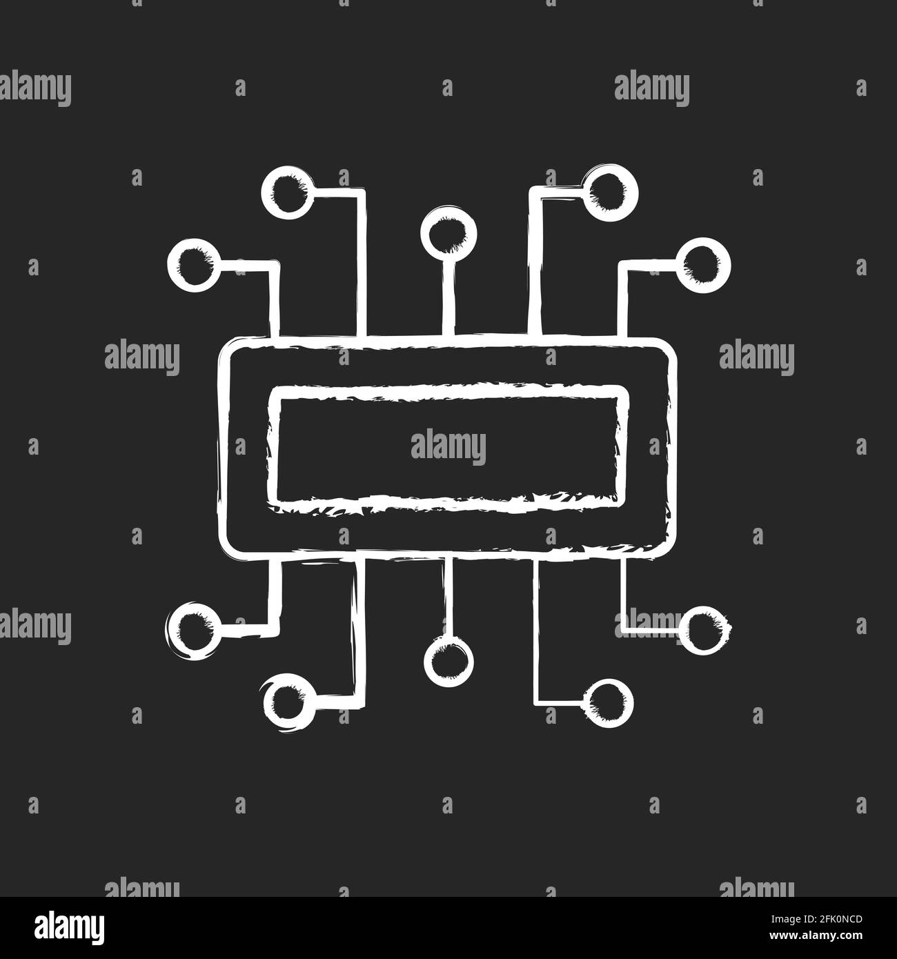 Weißes Mikrocontroller-Symbol auf schwarzem Hintergrund Stock Vektor