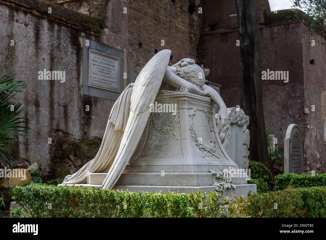 Engel der Trauer oder weinend Engel, Emelyn Story Grab, Cimitero Acattolico, nicht-katholischen Friedhof von Rom, auch Cimitero dei Protestanti Protesta genannt Stockfoto