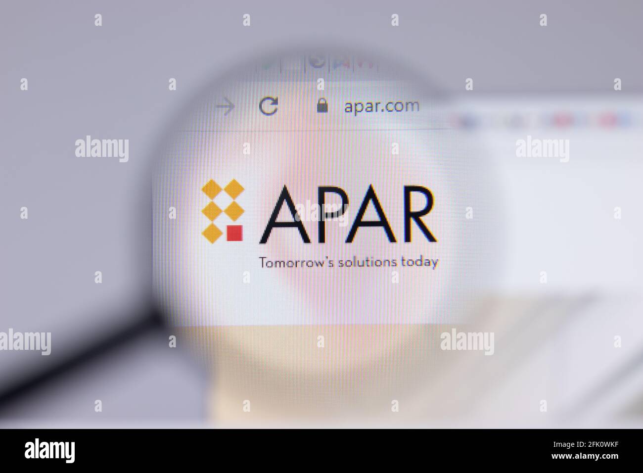 New York, USA - 26. April 2021: Apar Industries Logo close-up auf Website-Seite, illustrative Editorial Stockfoto