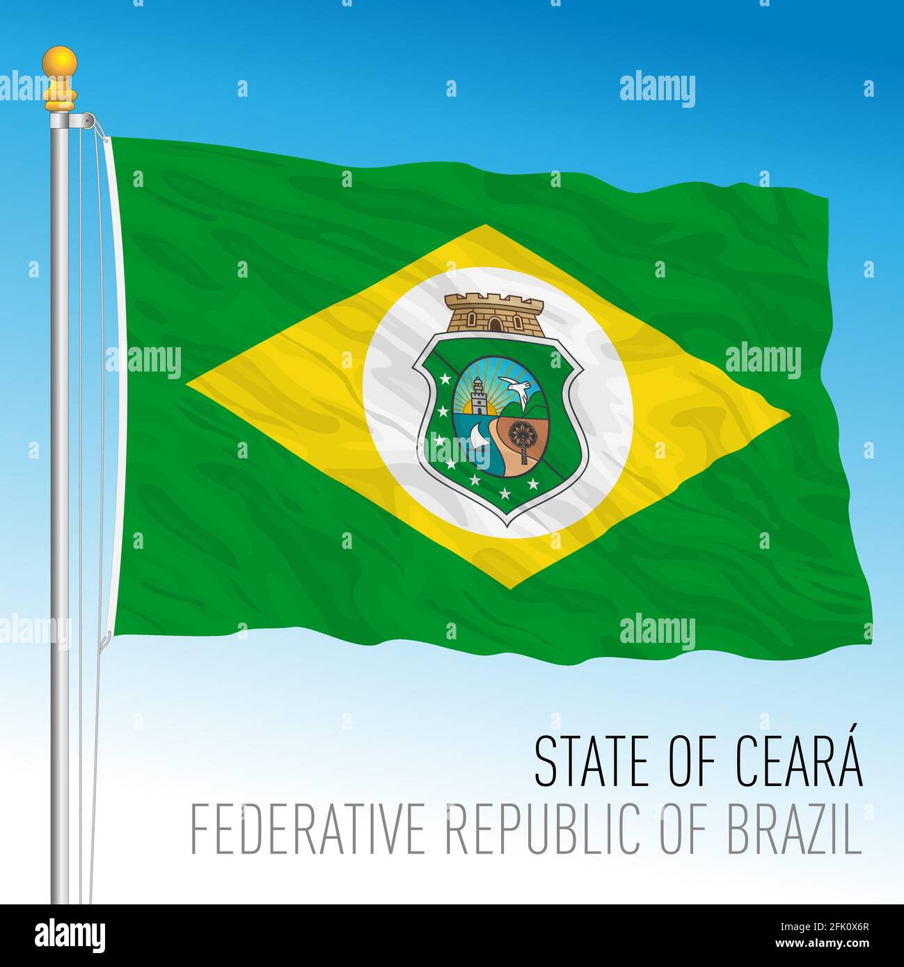Bundesstaat Ceara, offizielle regionale Flagge, Brasilien, Vektorgrafik Stock Vektor