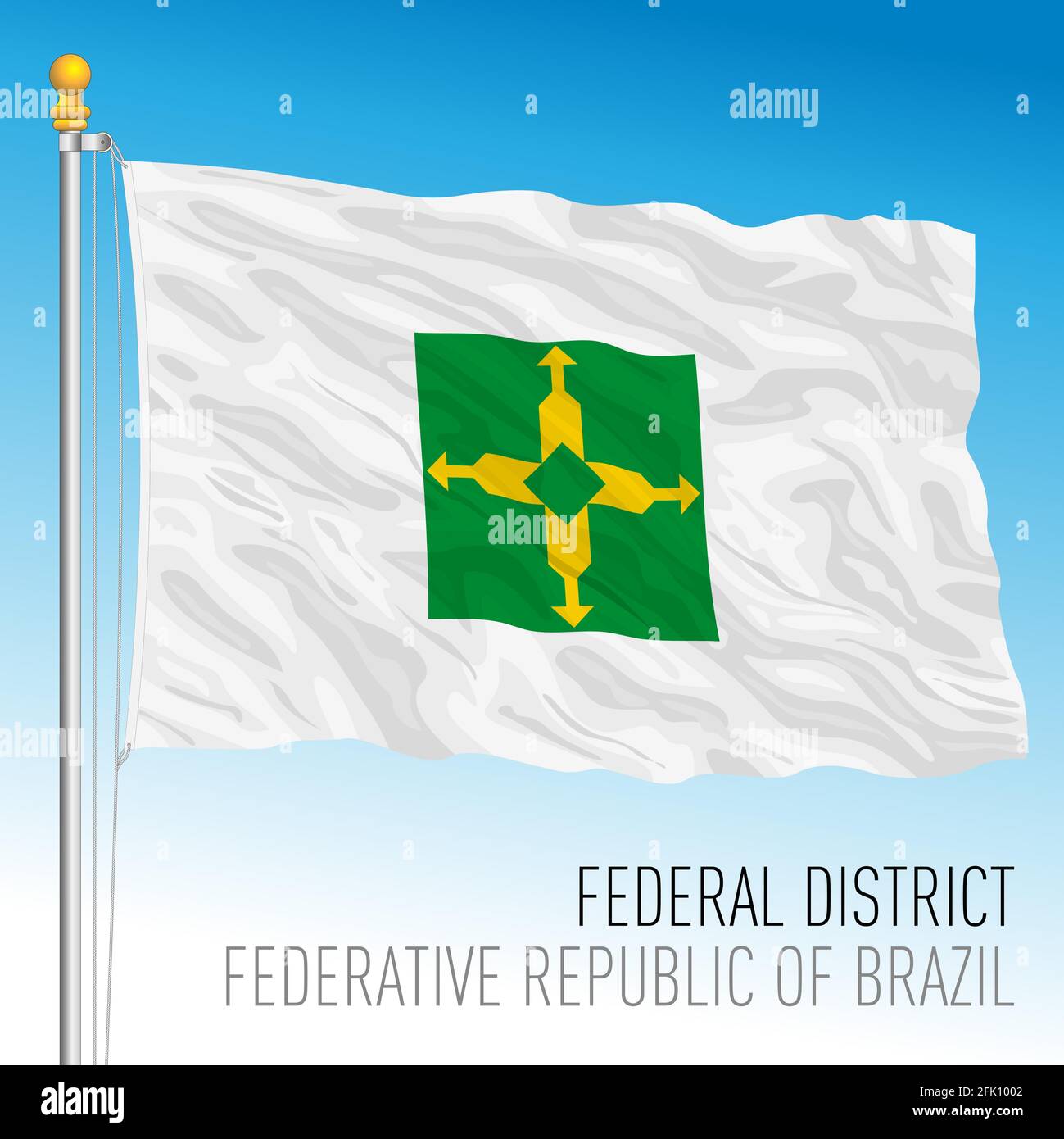 Offizielle regionale Flagge des Bundesbezirks, Brasilien, Vektordarstellung Stock Vektor