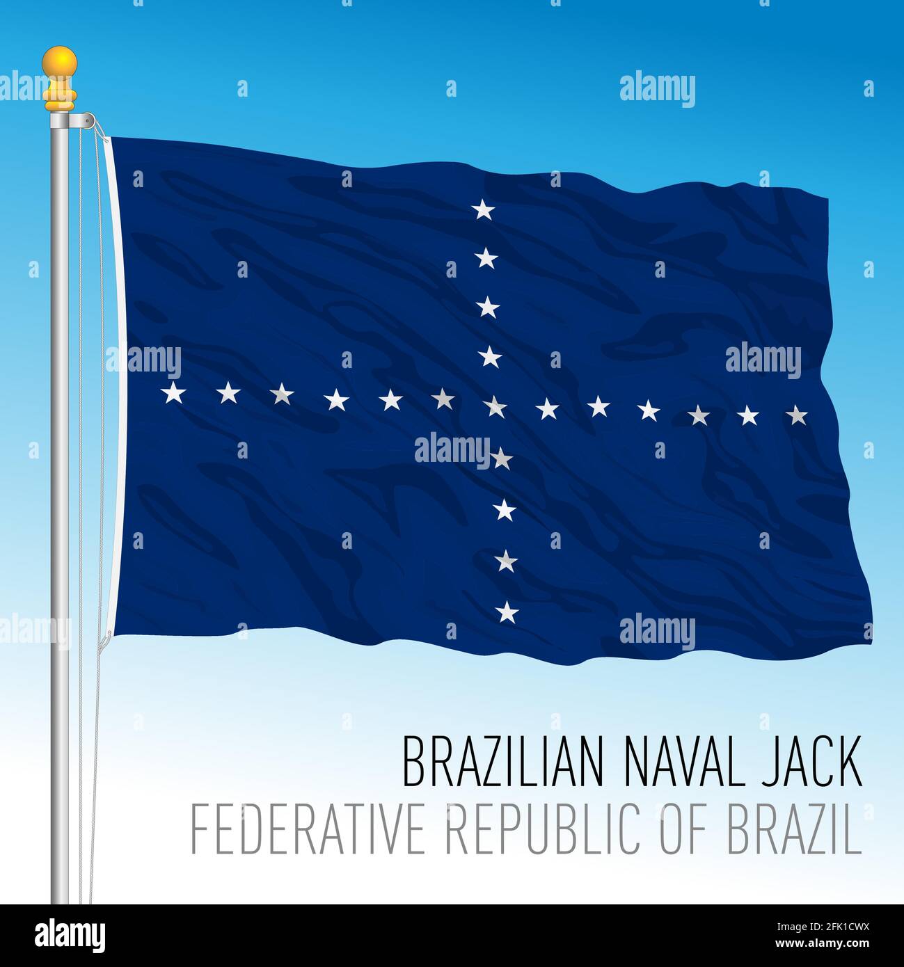 Marine-Jack-Flagge, brasilianische Marine, Brasilien, Vektorgrafik Stock Vektor