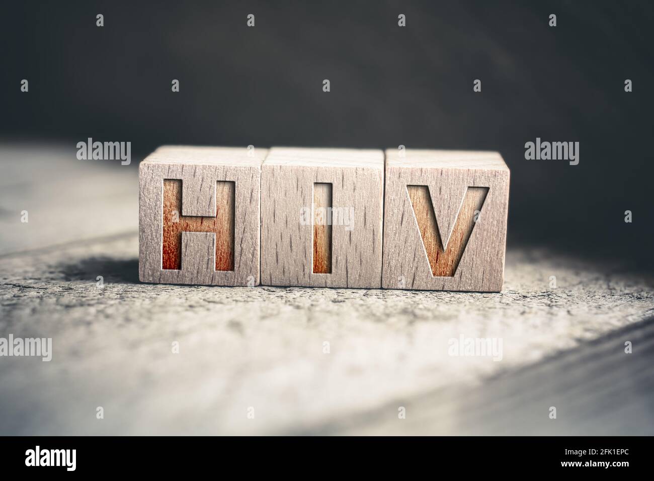 HIV auf Holzblöcken auf EINEM Brett geschrieben - Bildung Konzept Stockfoto
