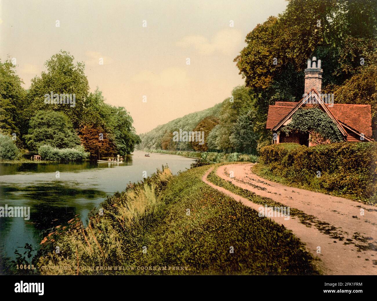 Die Thames-Fähre in Cokham und Cliveden Woods, um 1890-1900 Stockfoto