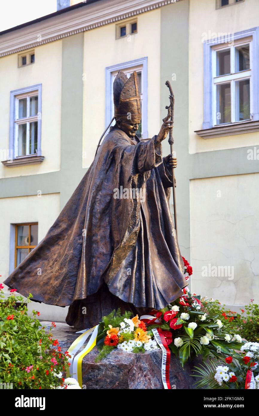 Polen, wadowice, Denkmal Johannes Paul ii., woiwodschaft Kleinpolen. Stockfoto