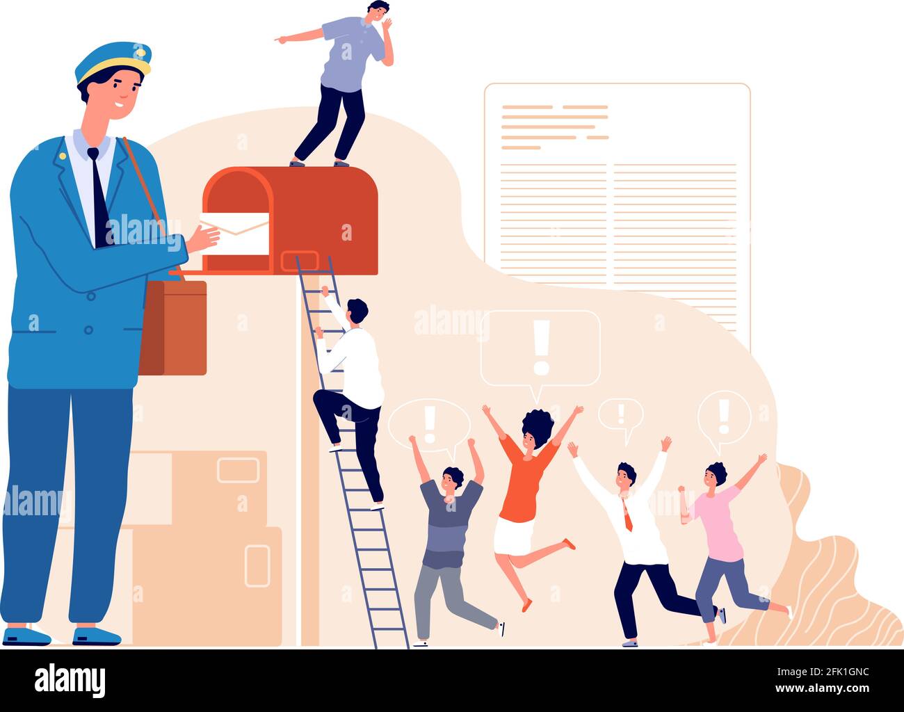 Empfangsbrief. Marketing-Post, Post-Service für Geschäftsleute. Postbote lieferte Newsletter in Mailbox, Social News Vektor Konzept Stock Vektor