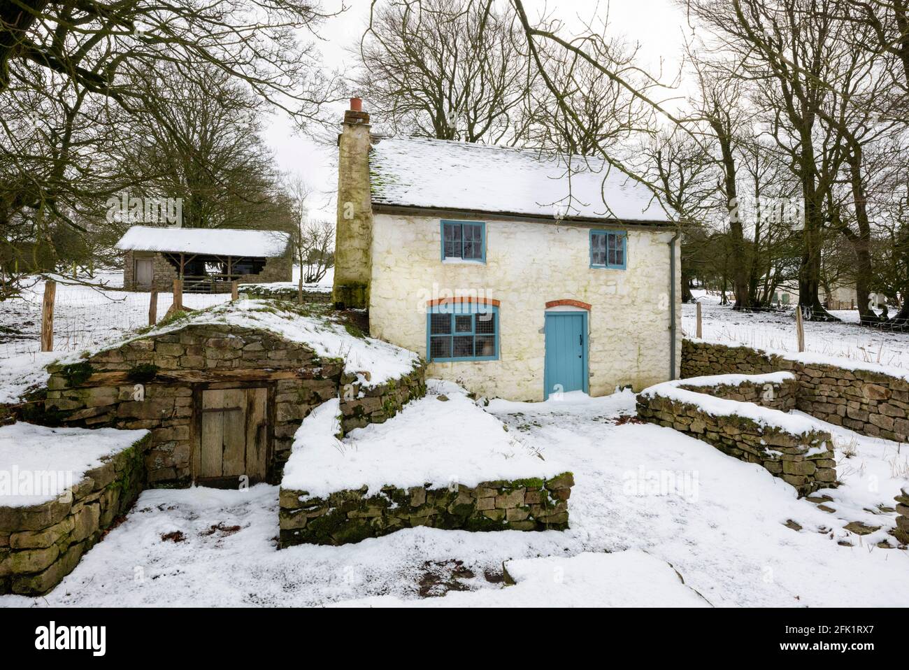 Eines der Bergarbeiterhütten am Blakemore Gate, in der Nähe von Snailbeach, Shropshire. Stockfoto
