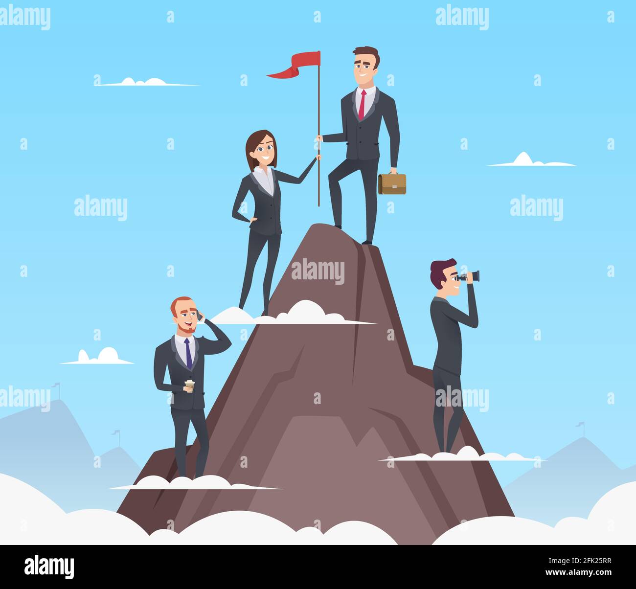 Erfolgreiches Management. Unternehmenswachstum bis Planung Marketing-Team Aufbau einer guten Strategie zuversichtlich Vektor-Konzept Stock Vektor