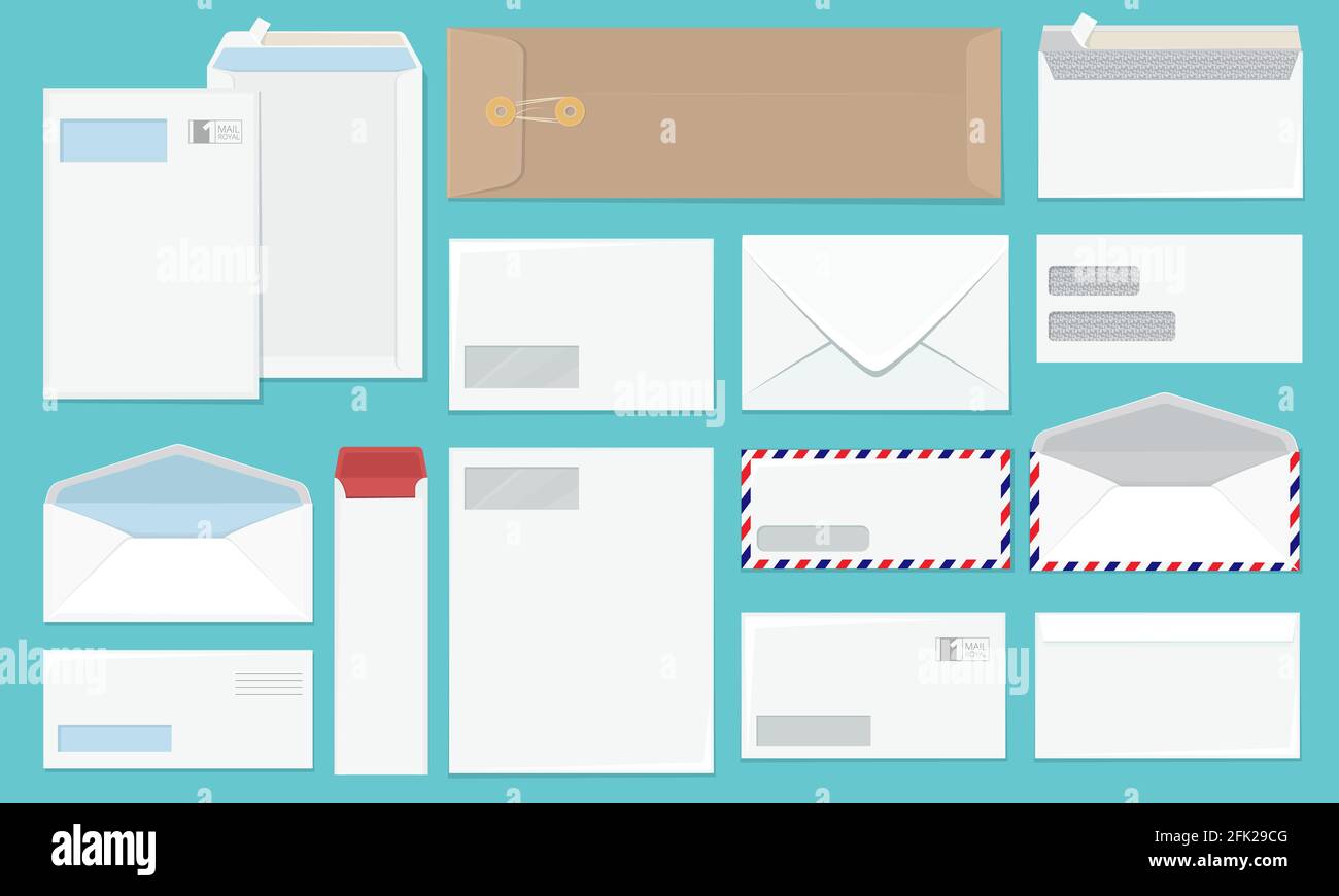 Leerer Umschlag. Office a4-Papier Corporate Stil Umschläge Sammlung Vektor Mockup Set Stock Vektor