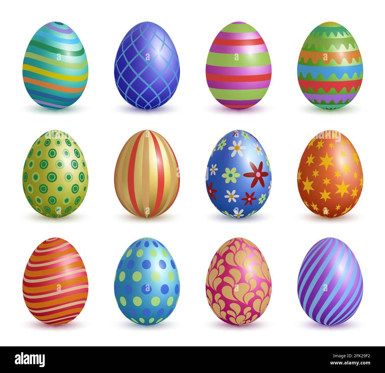 Ostereier. Farbige florale Grafik Dekoration für ostern Feier Symbole Vektor realistische Eier Sammlung Stock Vektor