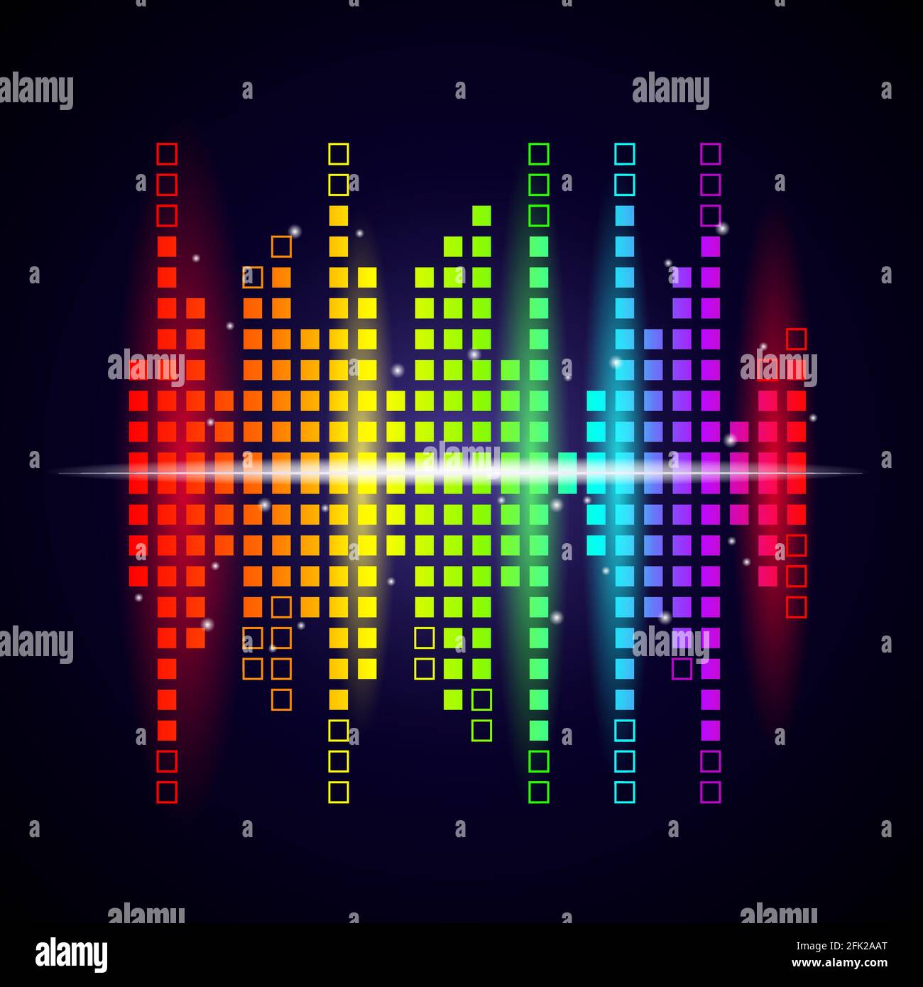 Musik waves Hintergrund. Farbige Equalizer Formen Sound Stimmvisualisierung Studio Vektor-Logo Stock Vektor