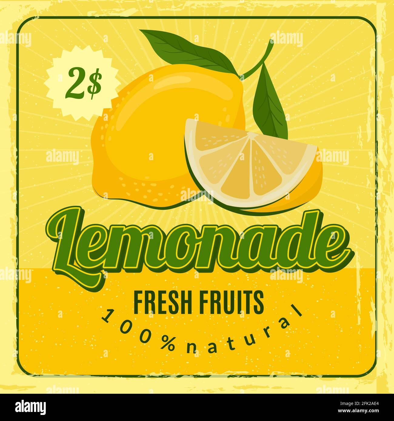 Lemonade Retro-Poster. Broschüre Marketing Plakat mit frischem Zitronensaft Vektor Restaurant Marketing-Design Stock Vektor