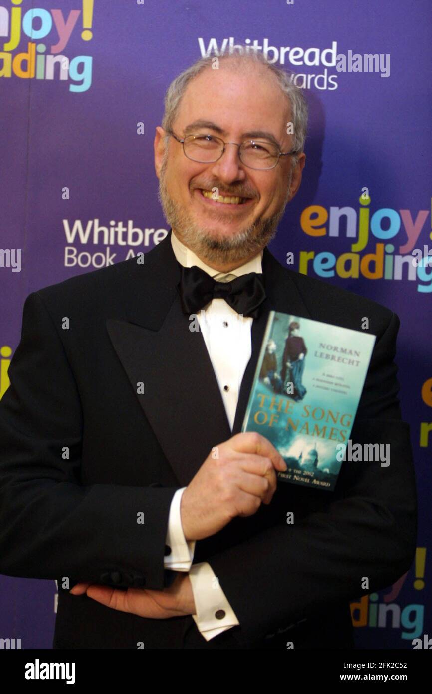 Whitbread Book of the Year.....Autoren in der engeren Auswahl... Norman Lebrecht, ...The Song of Names (First Novel Award) pic David Sandison 20/1/2003 Stockfoto