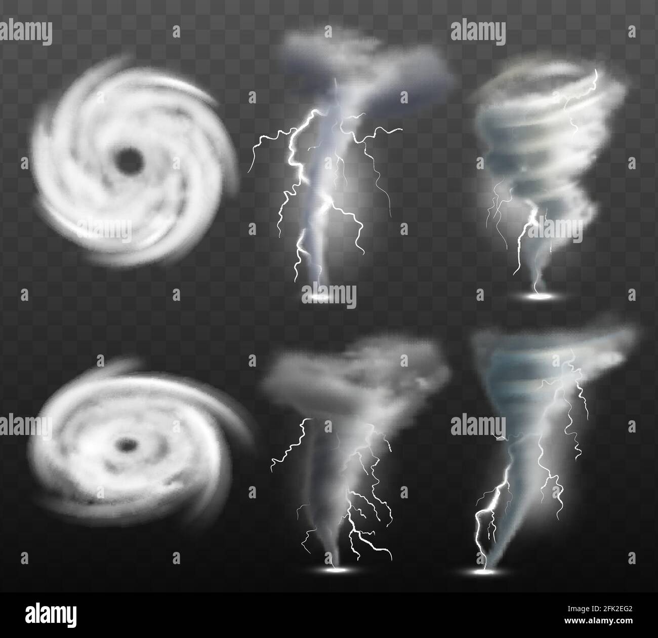 Wetter-Tornado. Wasser Zyklon Sturm Natur Leistungsvektor realistische Tornado-Bilder Stock Vektor