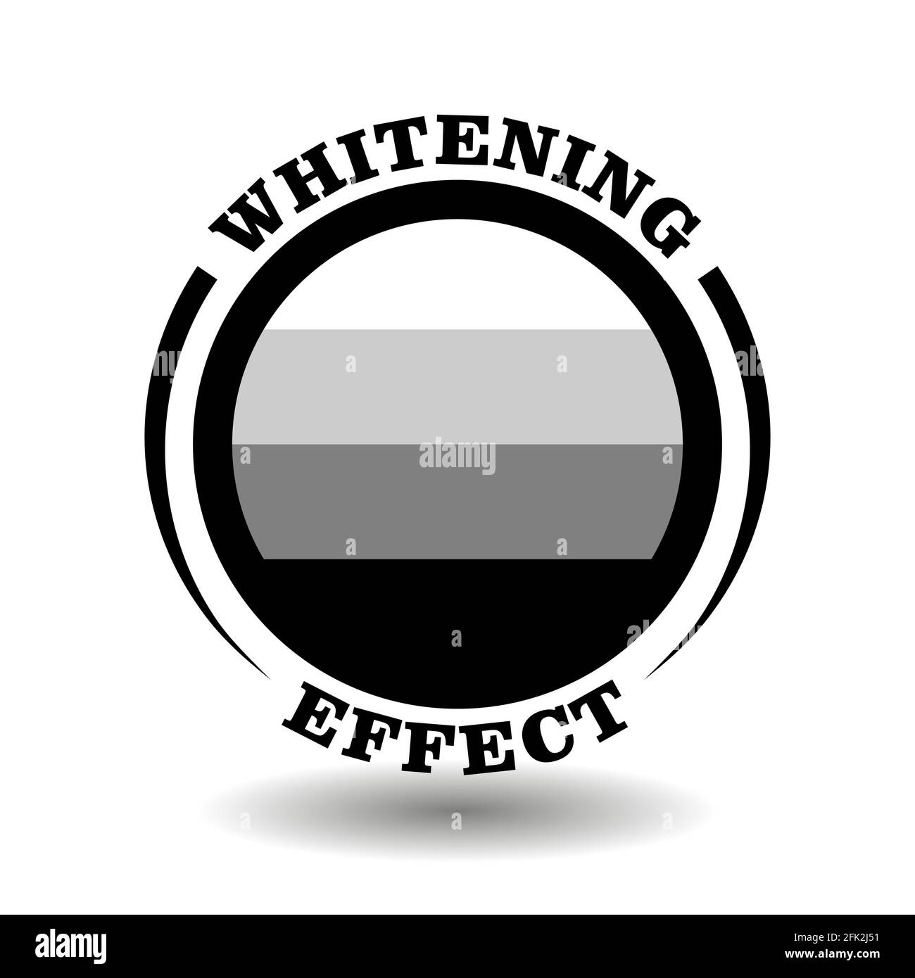 Kreisvektor-Symbol für koreanische Kosmetik mit Aufhellungseffektsymbolen. Rundes Schild für die Verpackungskennzeichnung von Hautpflegeprodukten mit Anti-Tan-SPF Protect Stock Vektor