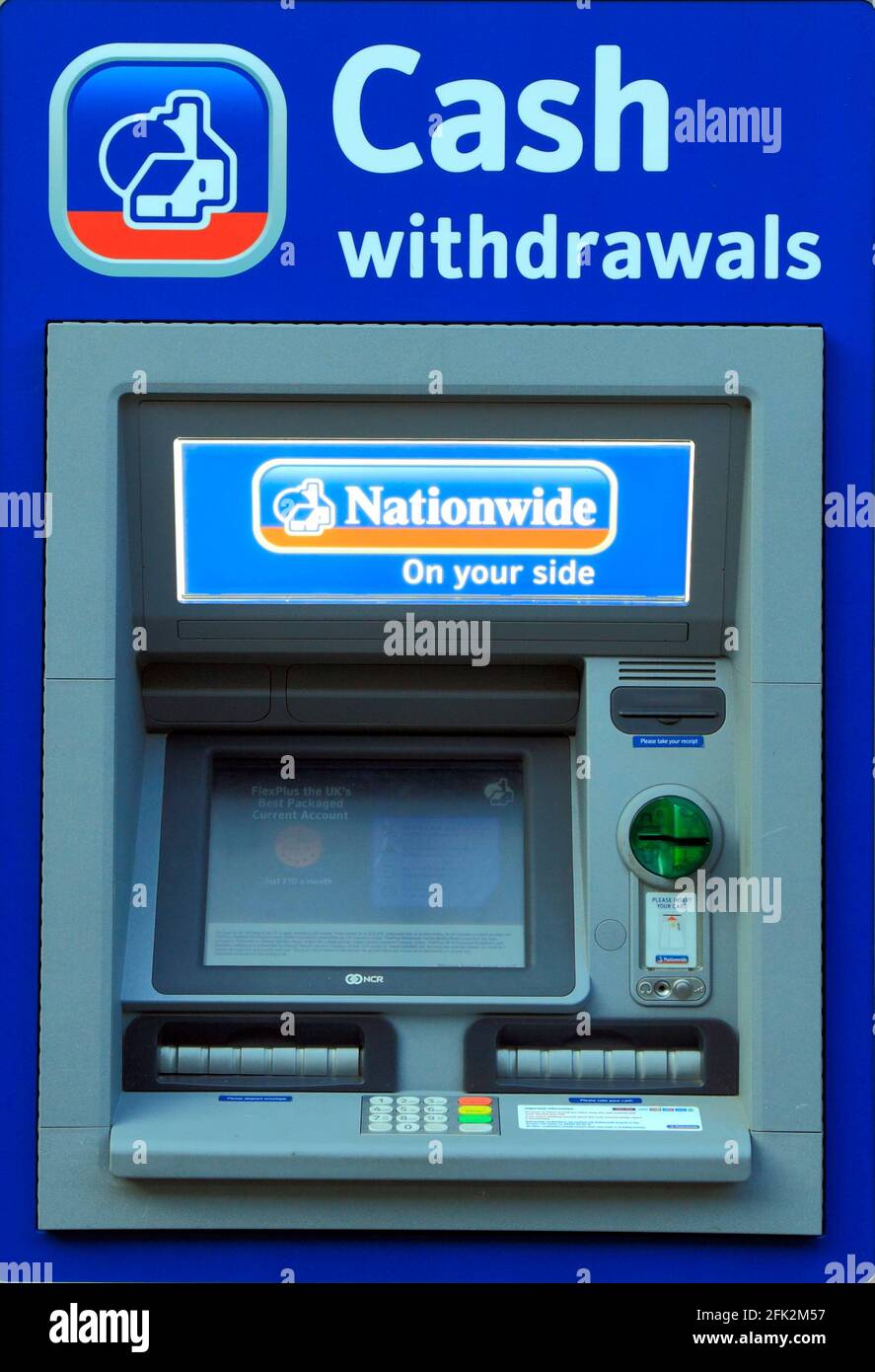 Nationwide Building Society, Geldautomat, Geldautomat, Geldautomat, Kings Lynn, Norfolk, England Stockfoto