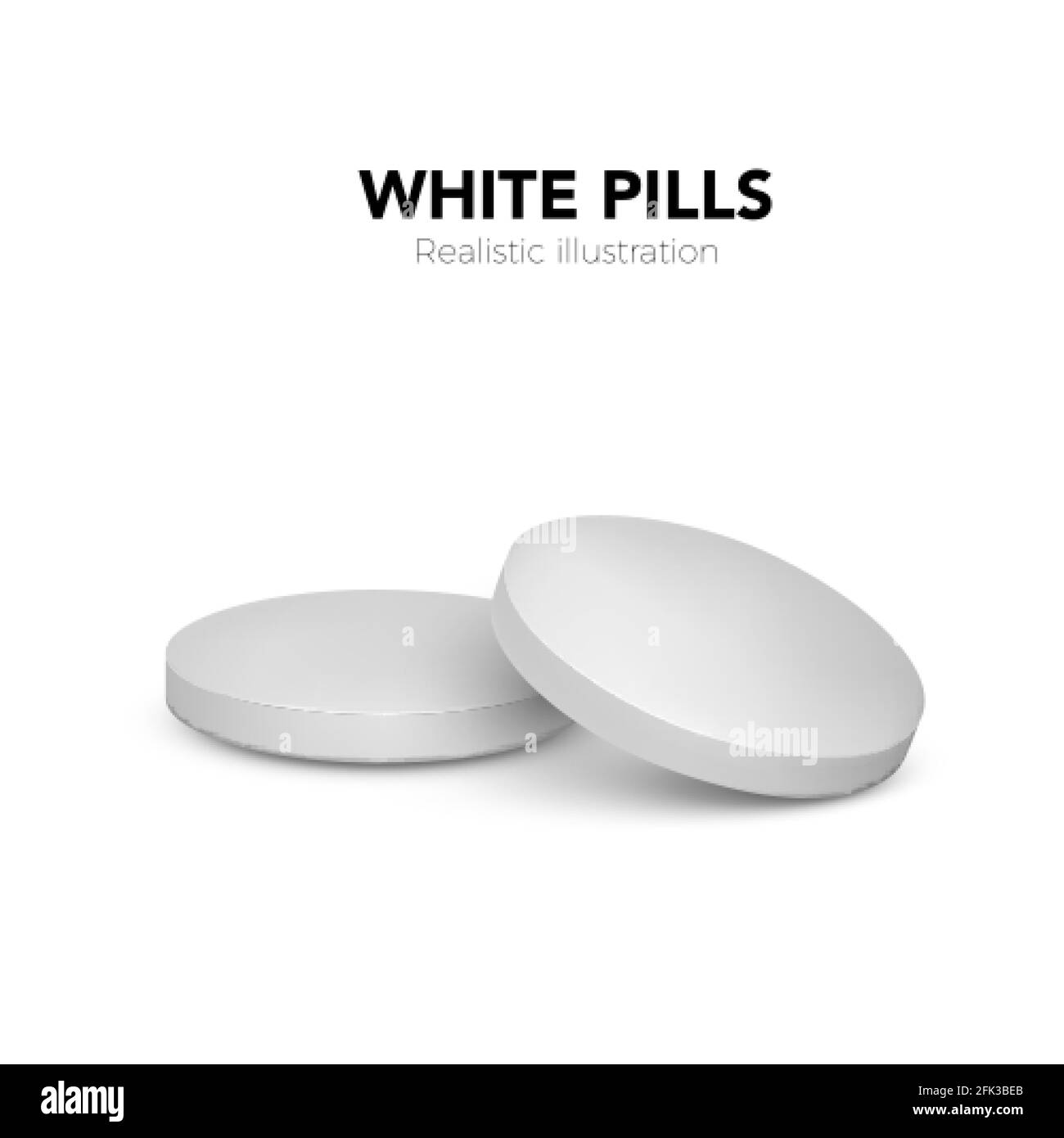 Realistische weiße Pillen. 3d Treatment Tablet. Vitamine Kapsel auf weißem Hintergrund. Vektordarstellung auf weißem Hintergrund isoliert Stock Vektor