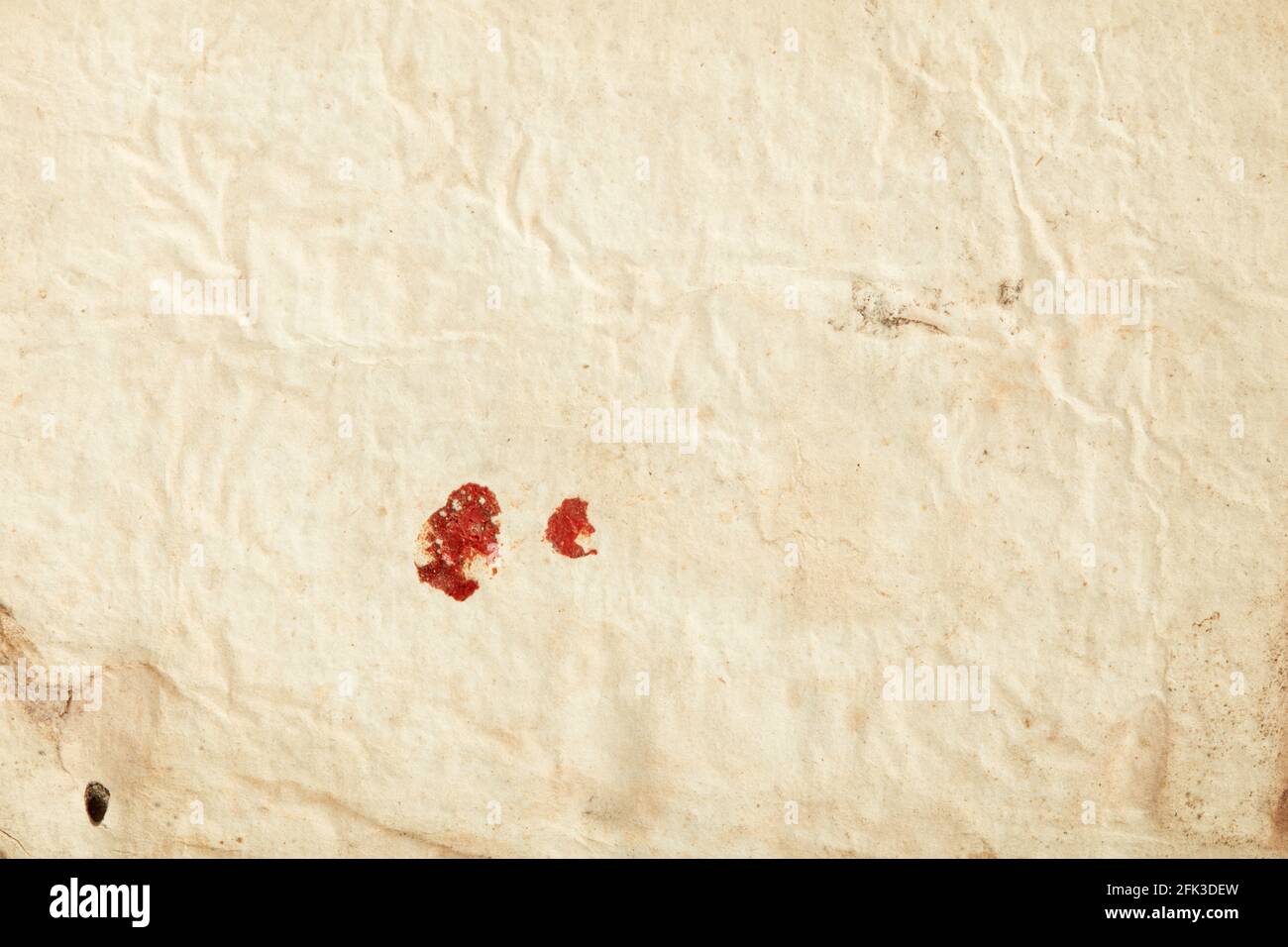 Altes Papier mit Schimmel und rotem Siegelwachs Textur Hintergrund Stockfoto