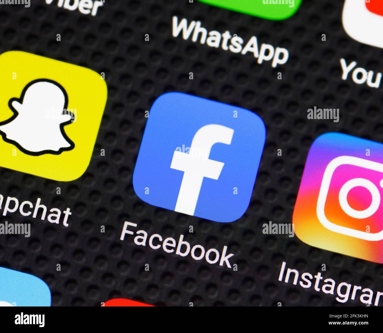 Facebook-App-Symbol auf einem Smartphone, Nahaufnahme Stockfoto