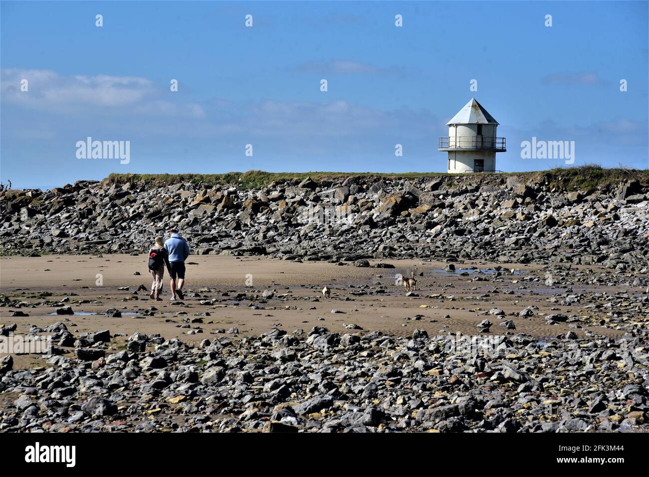 Post Covid Travel. Der Badeort Porthcawl, Bridgend, Südwales, bereitet sich auf die Sommersaison 2021 nach der Sperre vor Stockfoto