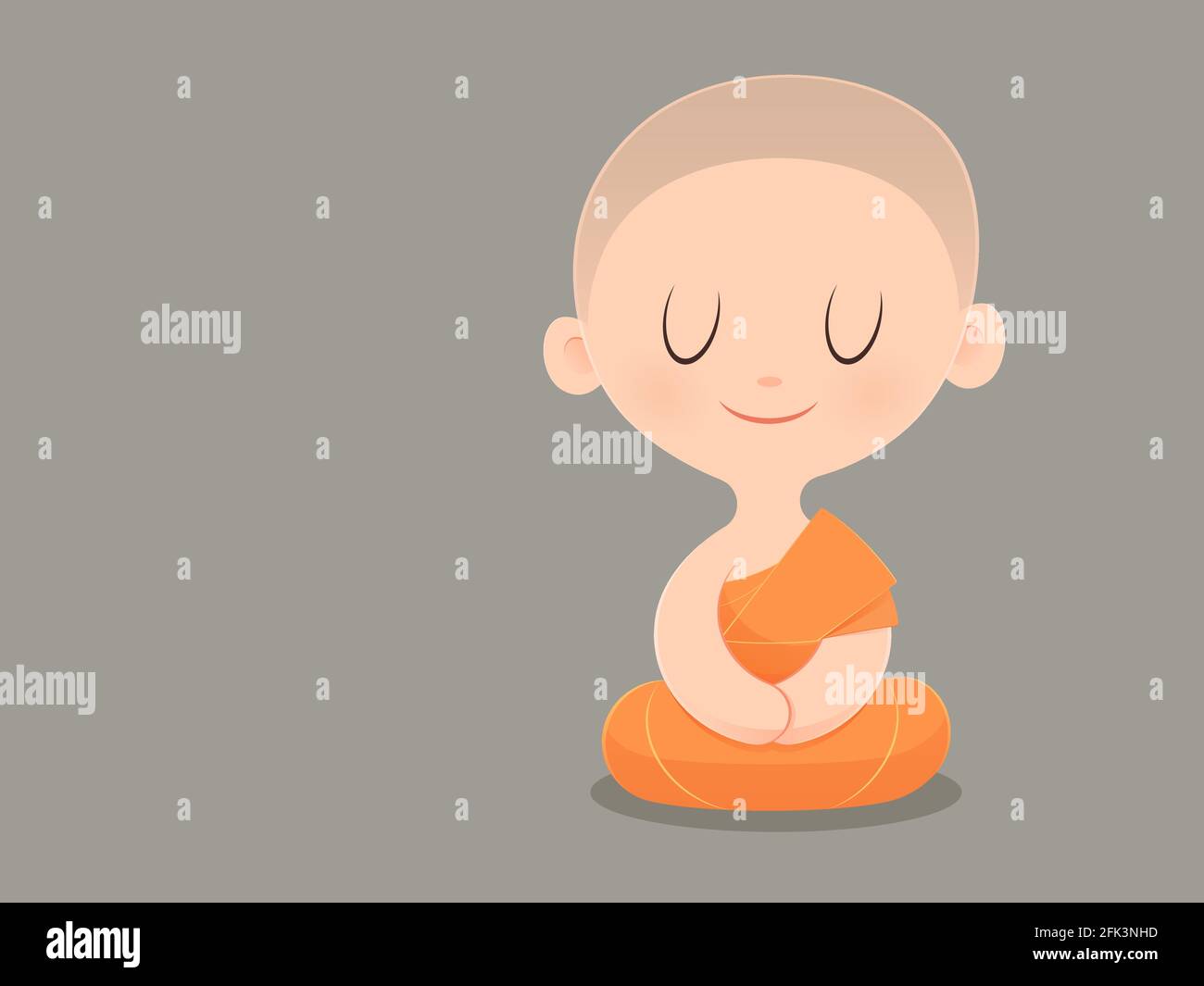 Cartoon buddhistischen Mönch von Südostasien. Meditation. Vector Illustration. Stock Vektor