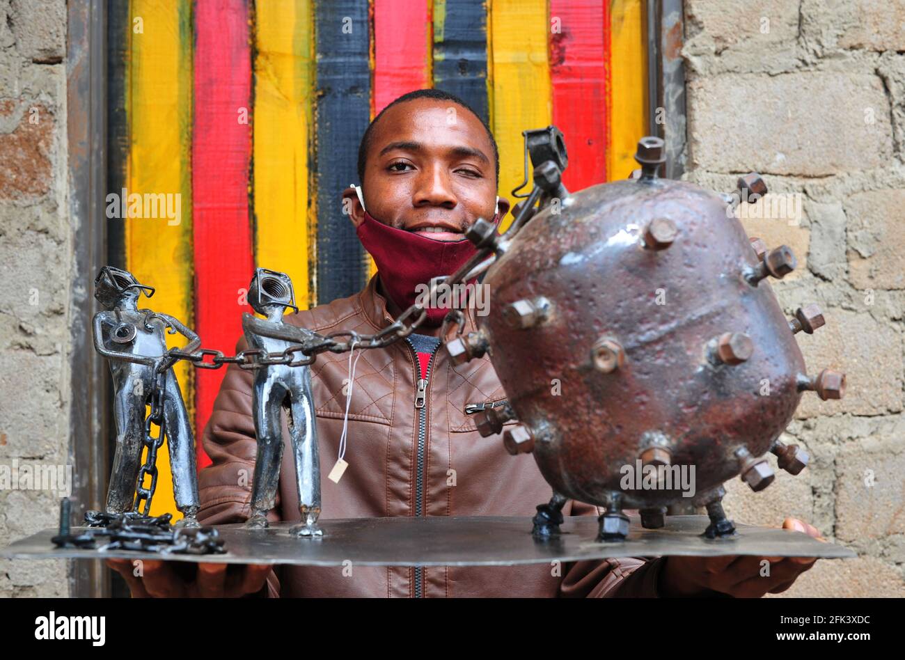 Künstler auf der Ribola Art Route von Limpopo in Südafrika Stockfoto