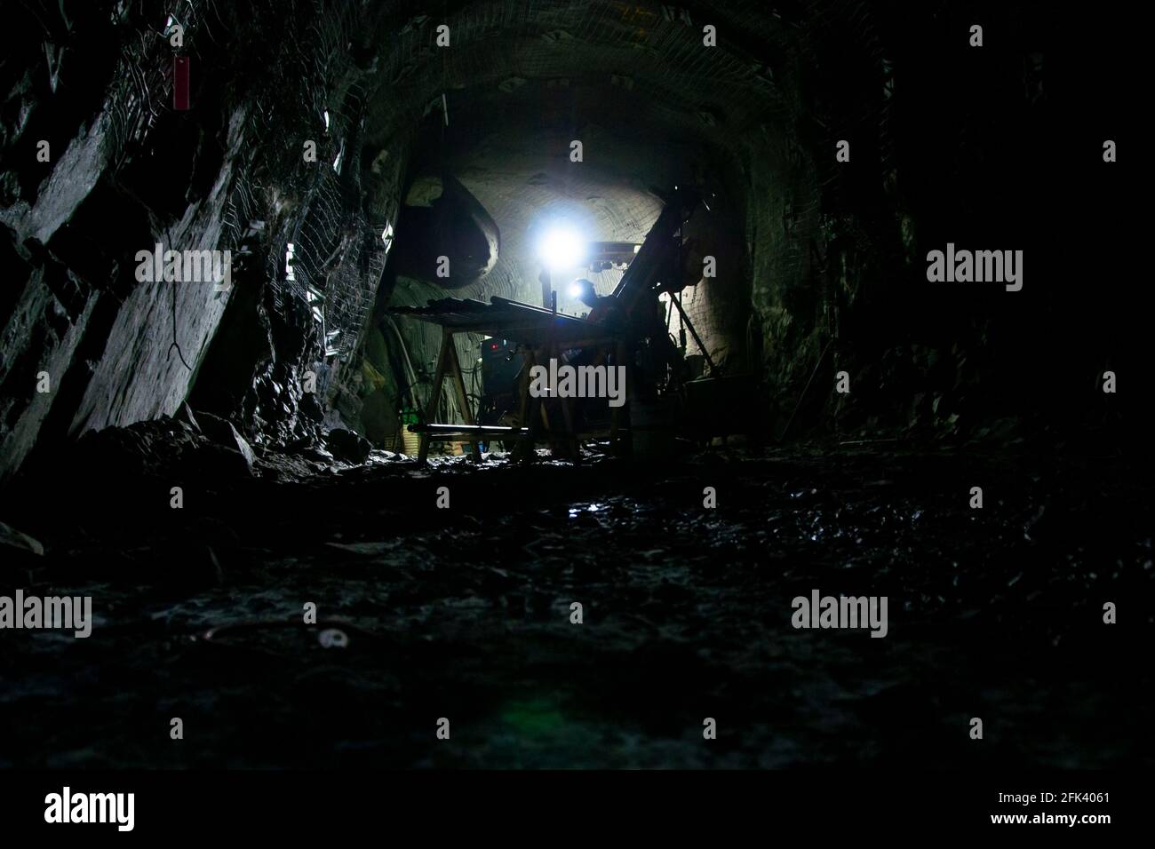 Bohrgerät in unterirdischen Grube Stockfoto