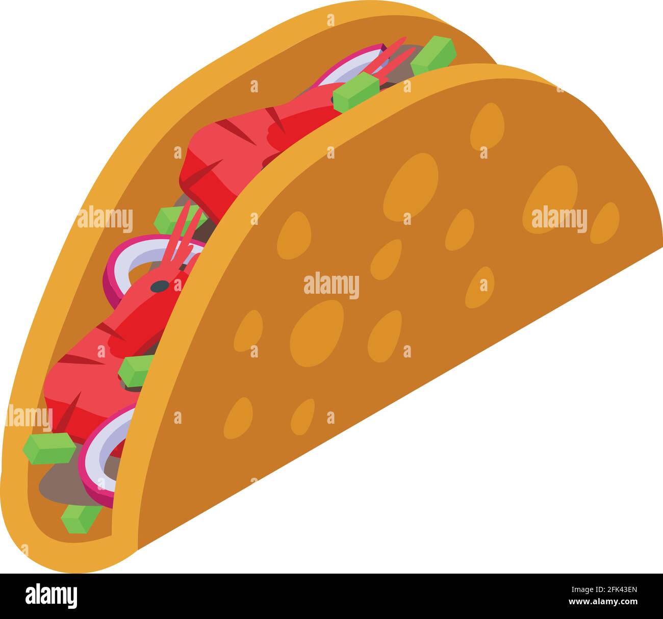 Symbol für Garnelen-Tacos. Isometrisches Vektor-Symbol für Shrimp-Tacos für Webdesign auf weißem Hintergrund isoliert Stock Vektor