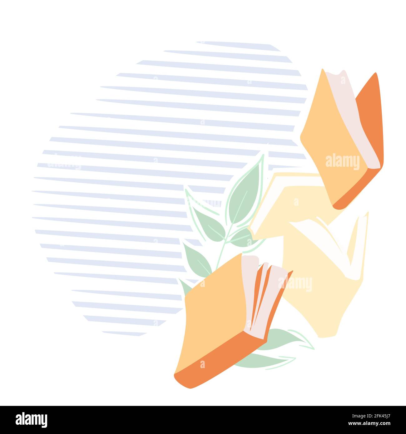 Gelbe Bücher fliegende Banner-Vorlage. Vektor minimalistischer Hintergrund mit Texturen für eine Bibliothek. Bildungsposter, Flyer, Werbung. Knowledge Web Stock Vektor