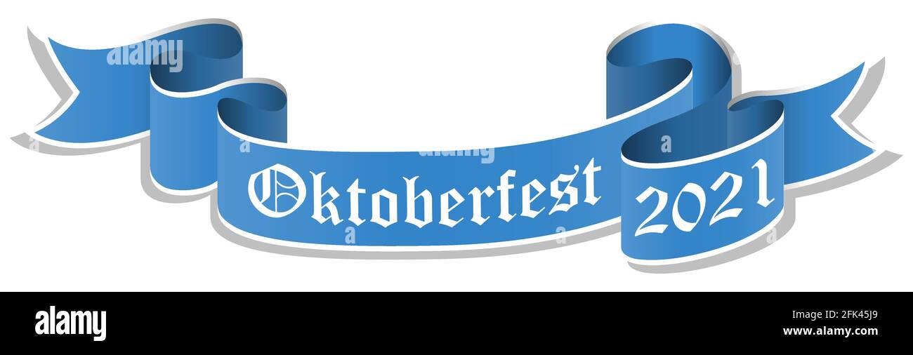 vektordarstellung eines blauen Banners mit Text Oktoberfest 2021 Isoliert auf weißem Hintergrund Stock Vektor