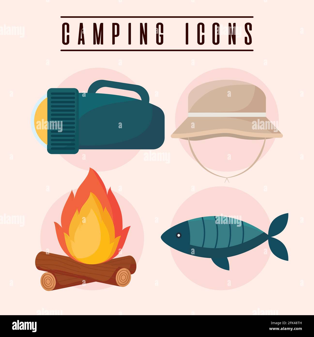 Vier Camping-Symbole Stock Vektor