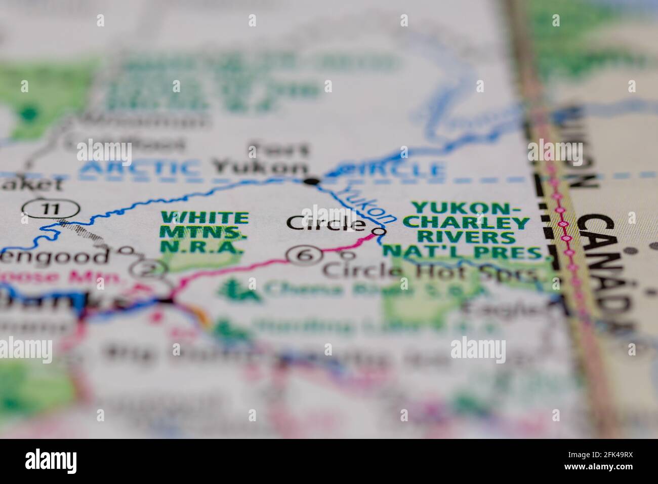 Circle Alaska USA auf einer geografischen Karte oder Straße angezeigt Karte Stockfoto