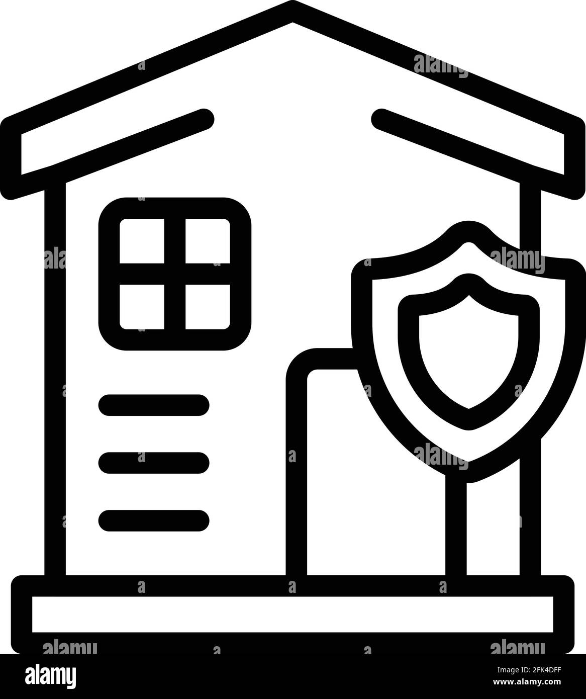 Symbol für das gesicherte Haus. Gliederung Haftung gesichertes Haus Vektor-Symbol für Web-Design isoliert auf weißem Hintergrund Stock Vektor Symbol für das gesicherte Haus. Gliederung Haftung gesichertes Haus Vektor-Symbol für Web-Design isoliert auf weißem Hintergrund Stock Vektor