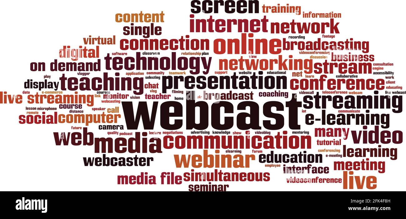 Webcast Word Cloud-Konzept. Collage aus Worten zum Webcast. Vektorgrafik Stock Vektor