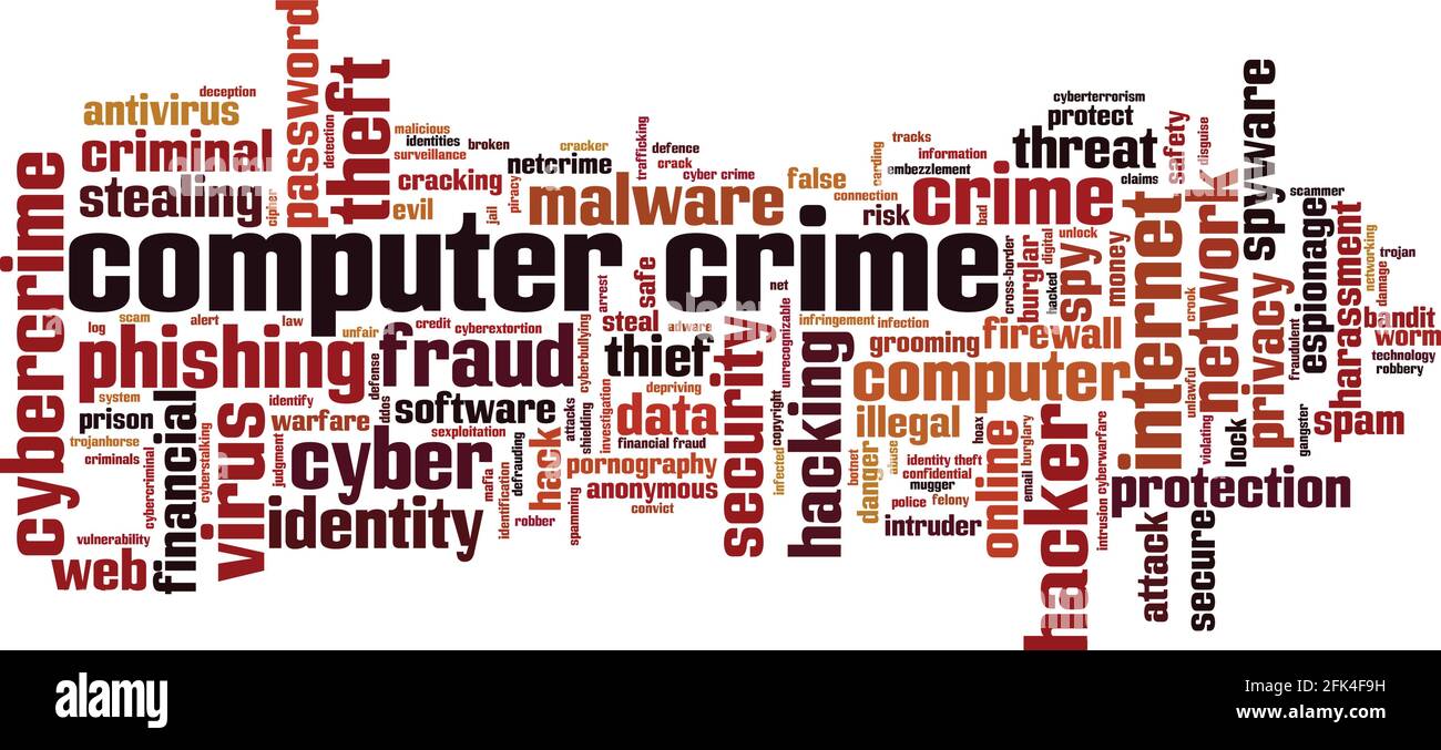Computerkriminalität Wort Cloud-Konzept. Collage aus Worten über Computerkriminalität. Vektorgrafik Stock Vektor