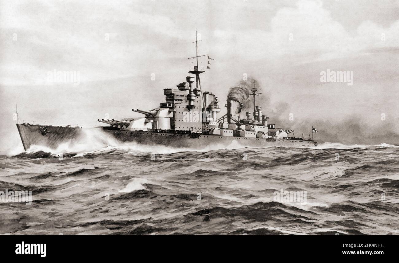 HMS King George V. aus British Warships, veröffentlicht 1940 Stockfoto