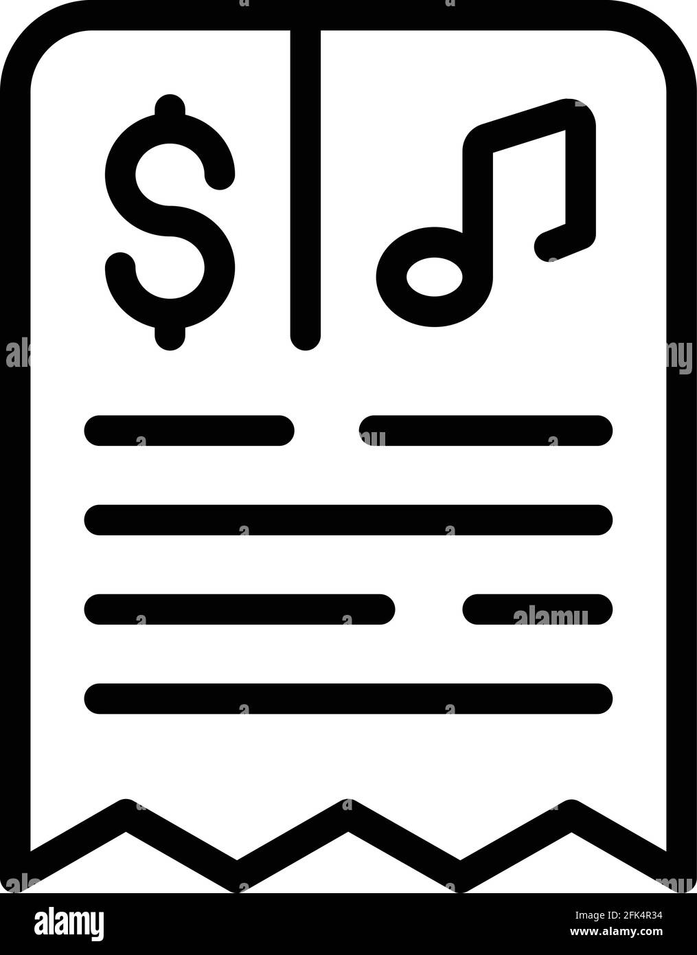 Nachtclub-Ticket-Symbol. Skizzieren Nachtclub Ticket Vektor-Symbol für Web-Design isoliert auf weißem Hintergrund Stock Vektor