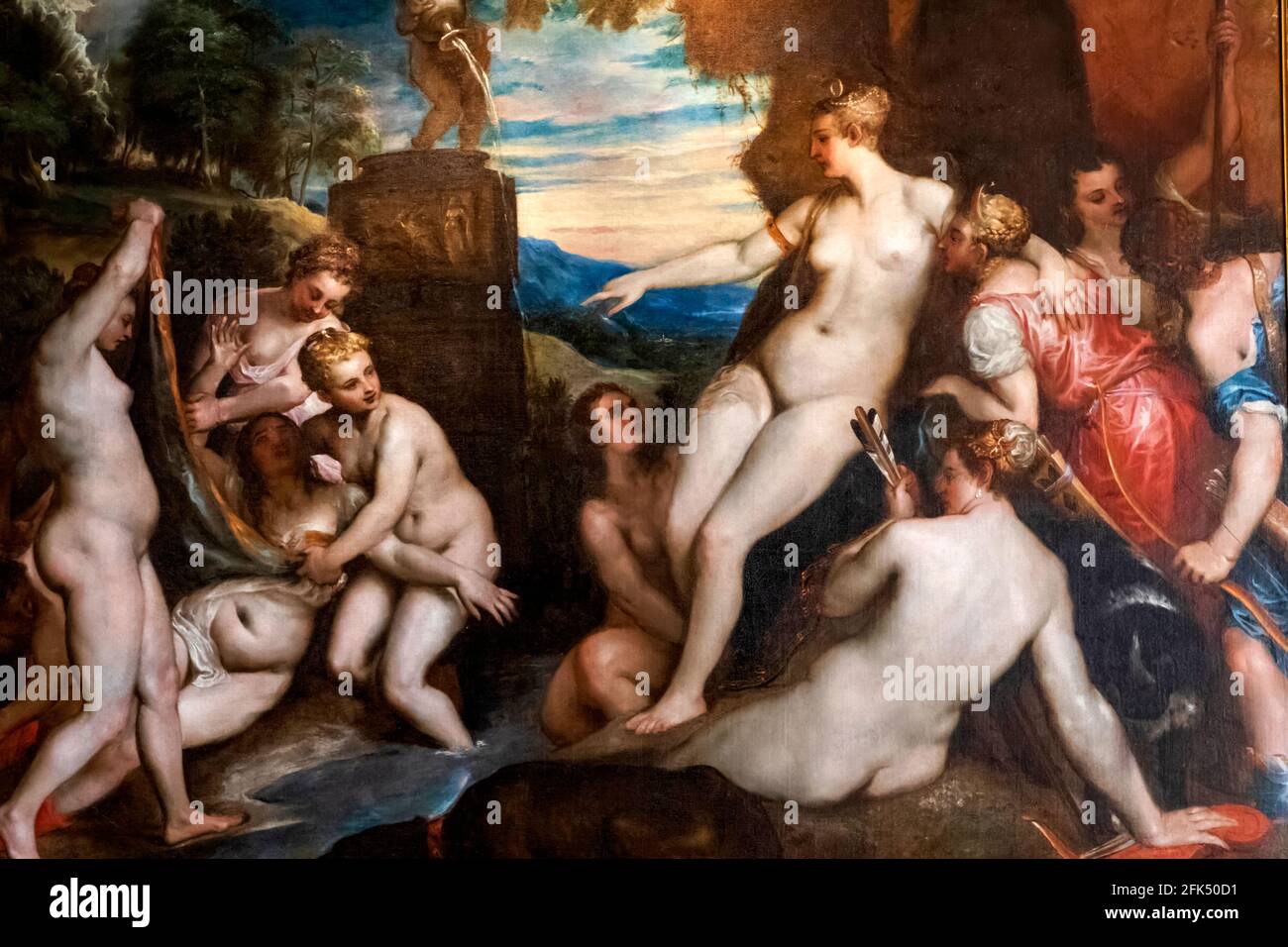 England, Kent, Sevenoaks, Knole House, Italienisches Gemälde von Diana und Callisto nach Tizian *** Lokale Bildunterschrift *** Großbritannien,Großbritannien,Brit Stockfoto