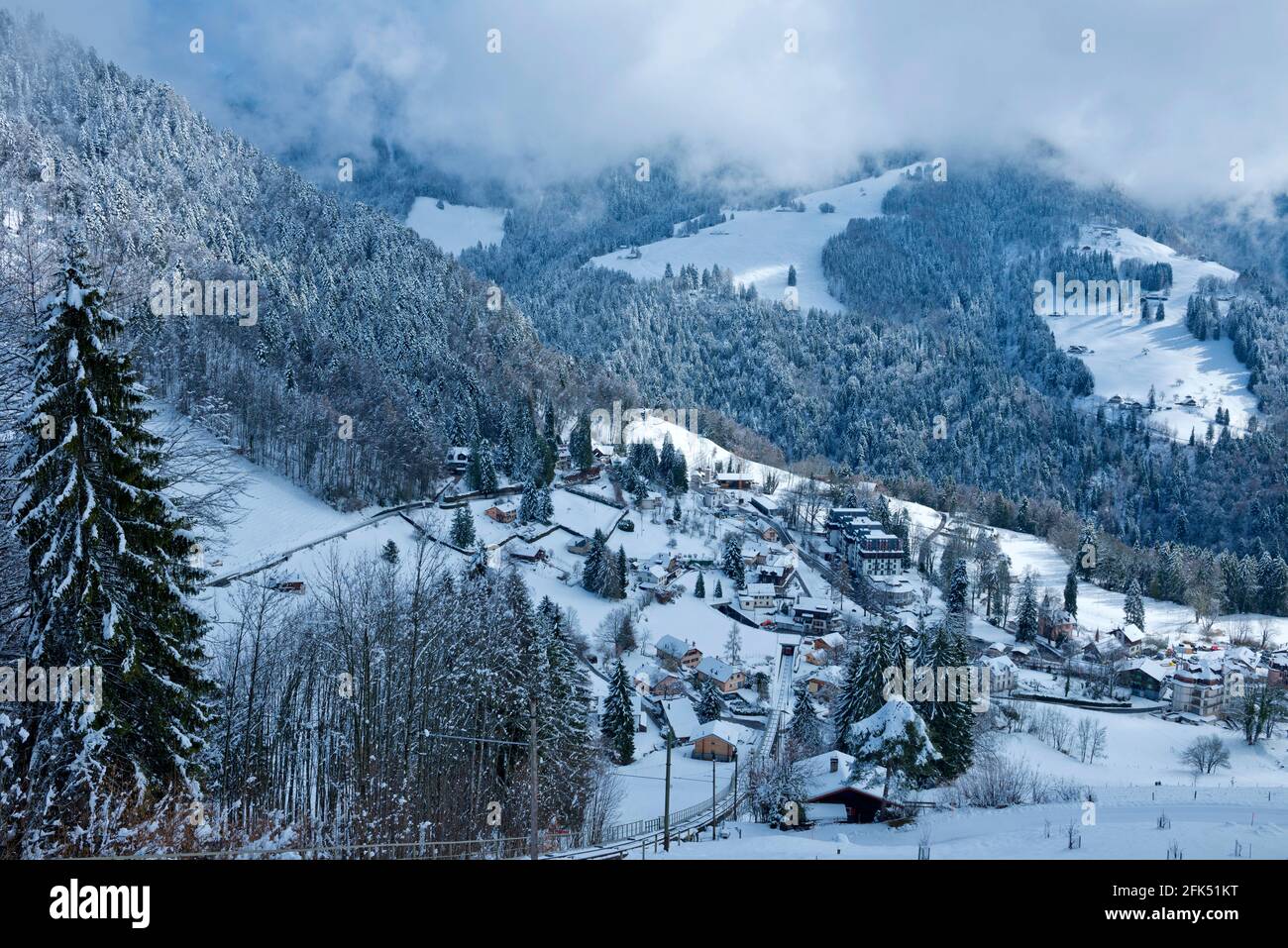 Schweiz, Waadt, Waadt, hiver, Winter, neige, Schnee, Snow, Les Avants, montagnes, Berge, Berge *** Ortsüberschrift *** Schweiz,Waadt,Hi Stockfoto