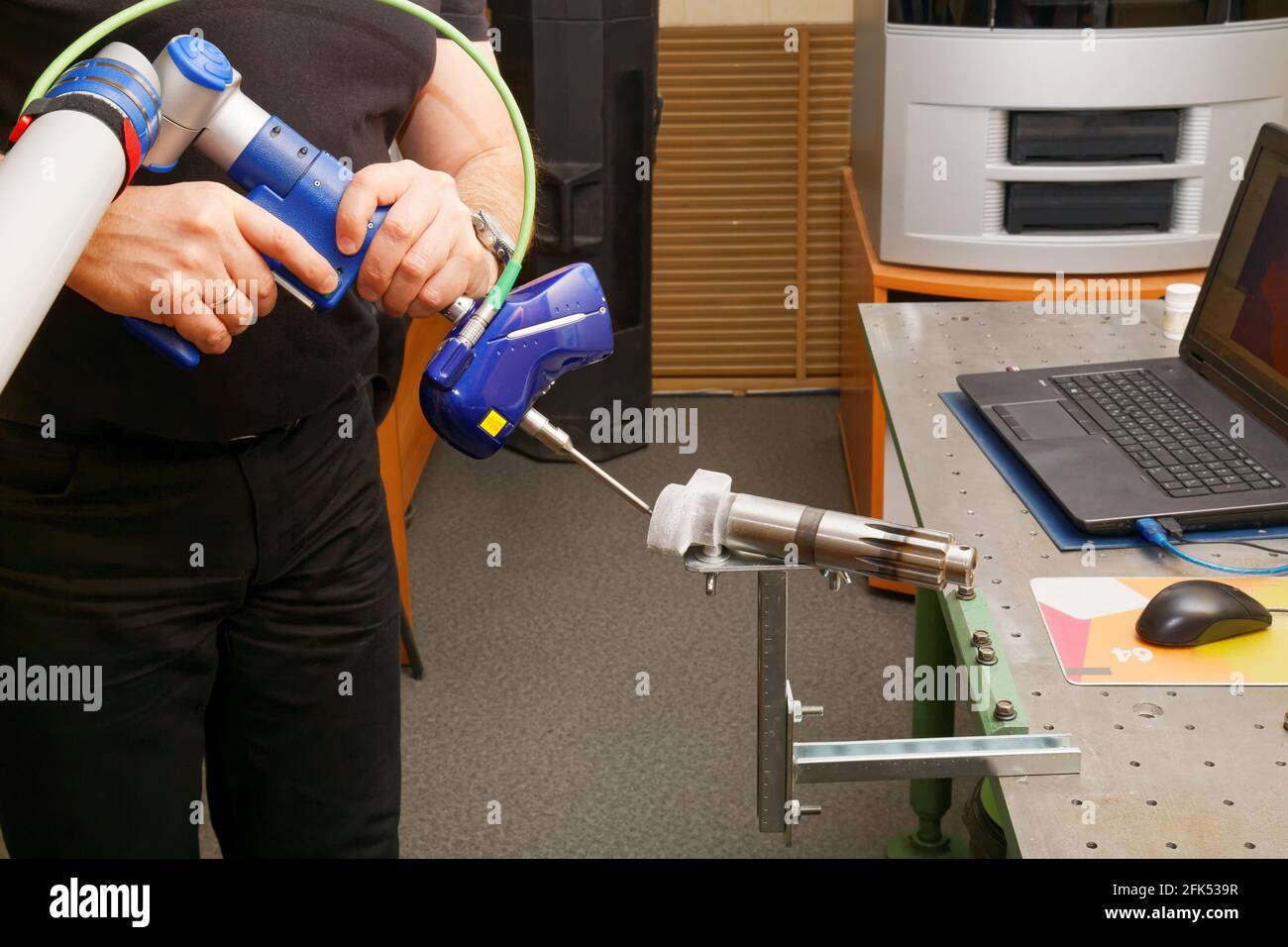 Reverse Engineering mit 3D-Scanner. CNC-Digitalisierung. Stockfoto