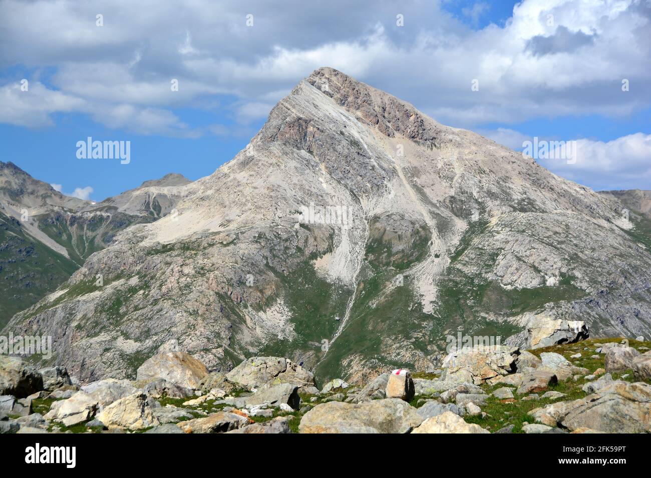 Piz Lagalb oberhalb von St. Moritz in den oberhalbsteiner alpen, Graubünden, Schweiz Stockfoto