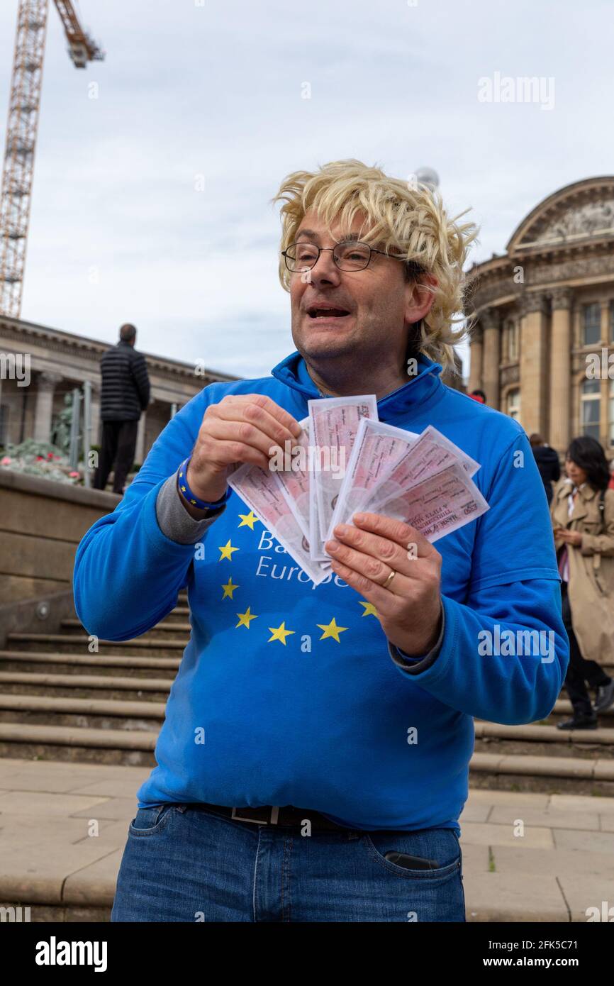 Der bin-Brexit-Protest in Brum fand am Sonntag, den 30. September, auf dem Victoria Square, Birmingham, während der konservativen Konferenz von 2018 statt. Stockfoto