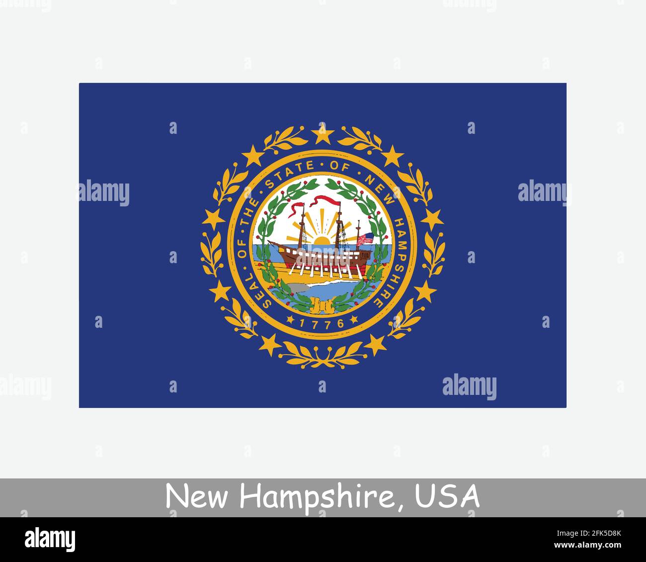 New Hampshire USA Staatsflagge. Flagge von NH, USA isoliert auf weißem Hintergrund. Vereinigte Staaten, Amerika, American, Vereinigte Staaten von Amerika, US-Bundesstaat. Vect Stock Vektor
