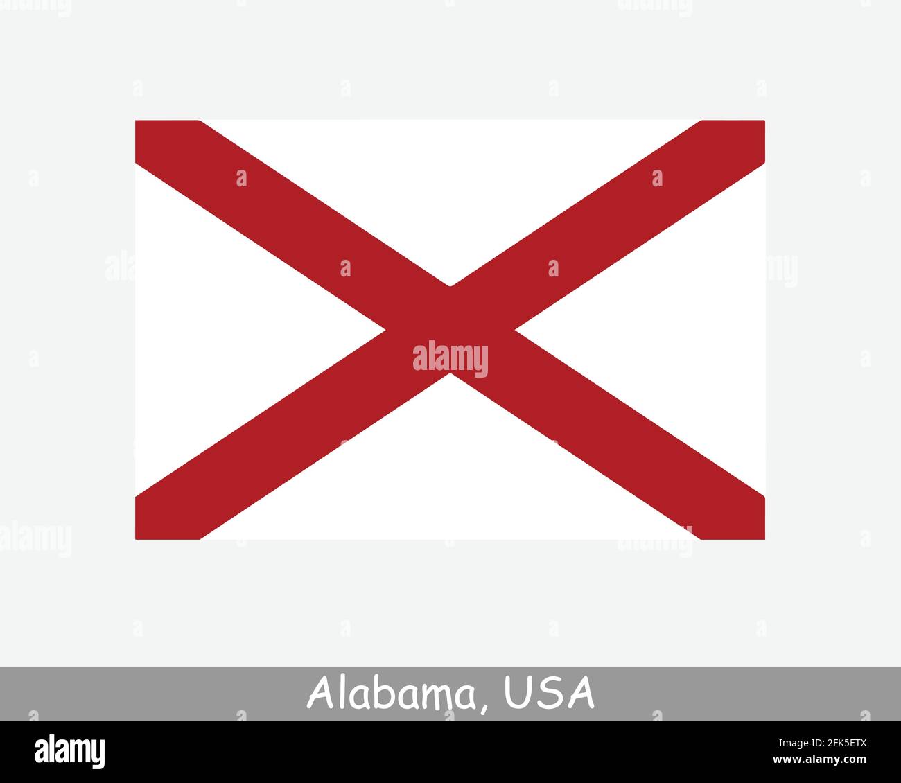 Alabama USA Staatsflagge. Flagge von AL, USA isoliert auf weißem Hintergrund. Vereinigte Staaten, Amerika, American, Vereinigte Staaten von Amerika, US-Bundesstaat. Vektor-Abb. Stock Vektor
