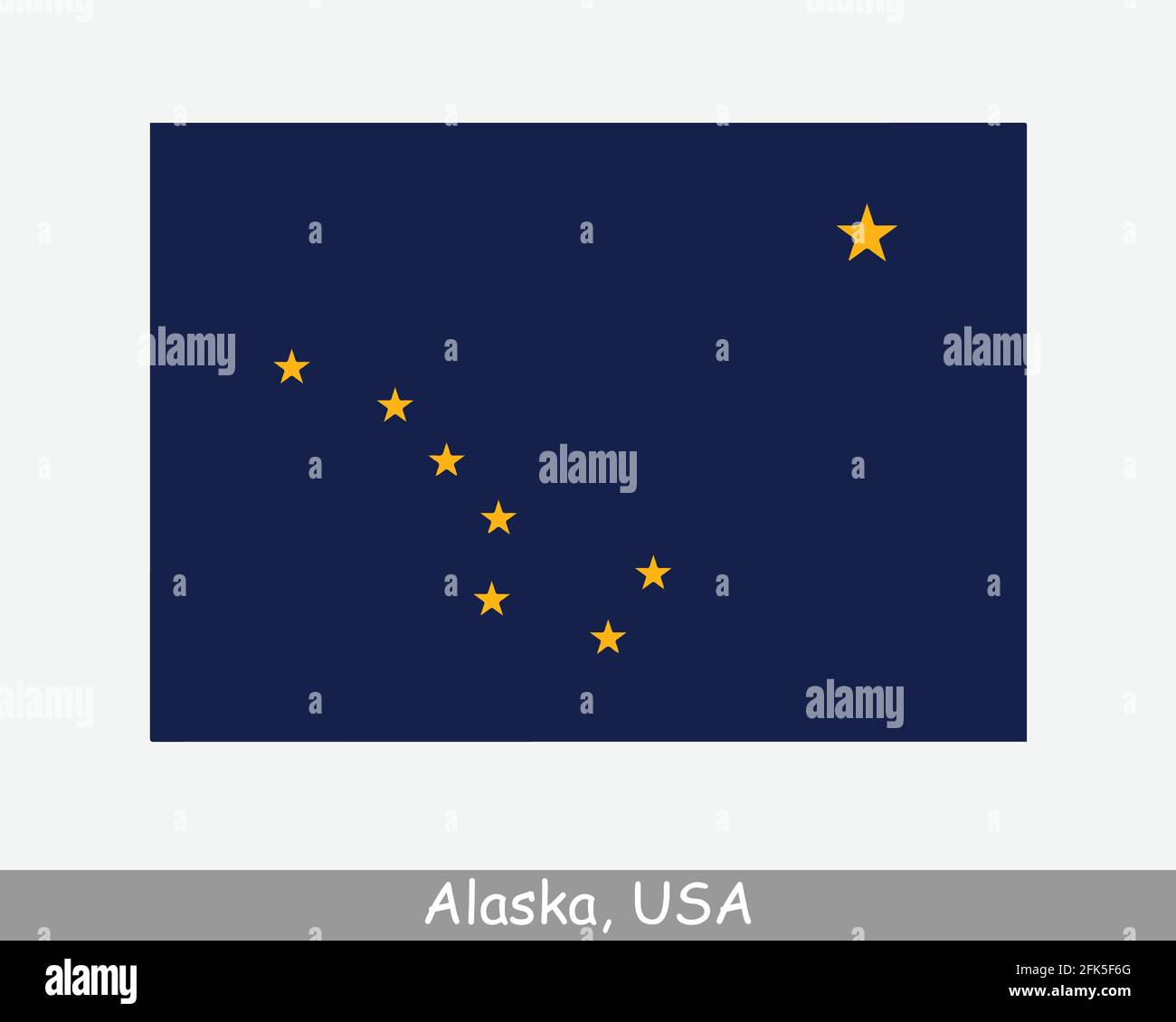 Alaska USA Staatsflagge. Flagge von AK, USA isoliert auf weißem Hintergrund. Vereinigte Staaten, Amerika, American, Vereinigte Staaten von Amerika, US-Bundesstaat. Vektorgrafik Stock Vektor