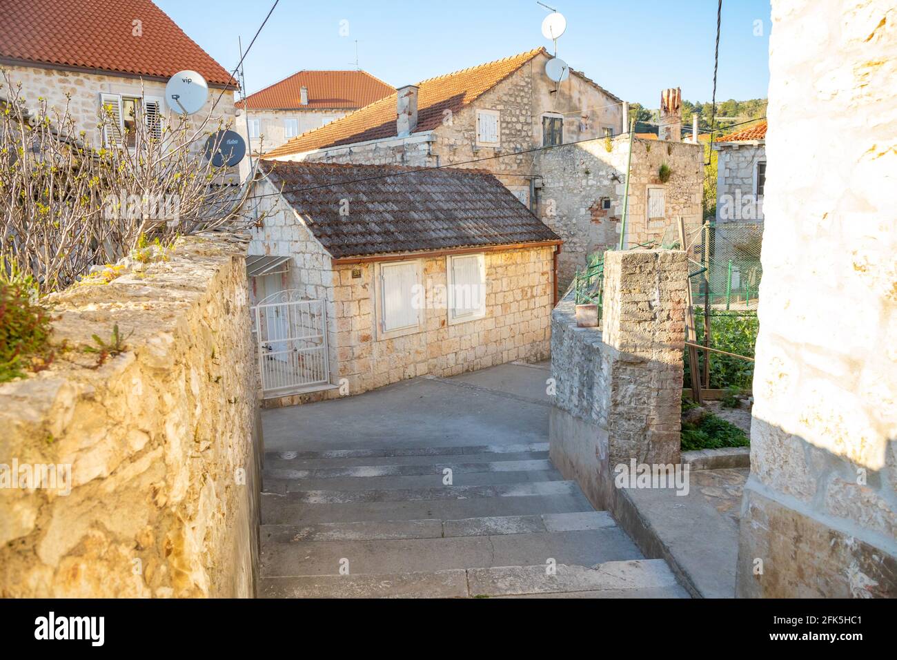 Gebäude in Lozisca. Insel Brac. Kroatien Stockfoto
