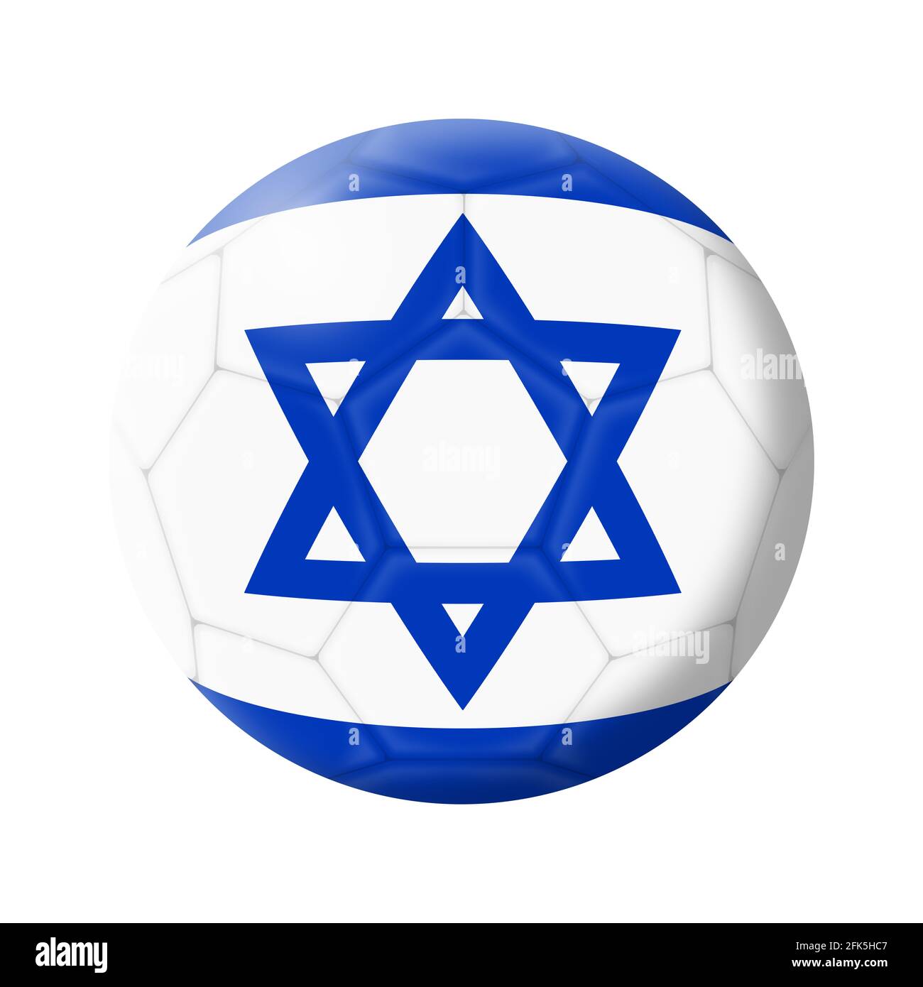 Israel Fußball Fußball 3D-Illustration isoliert auf weiß mit Beschneidungspfad Stockfoto