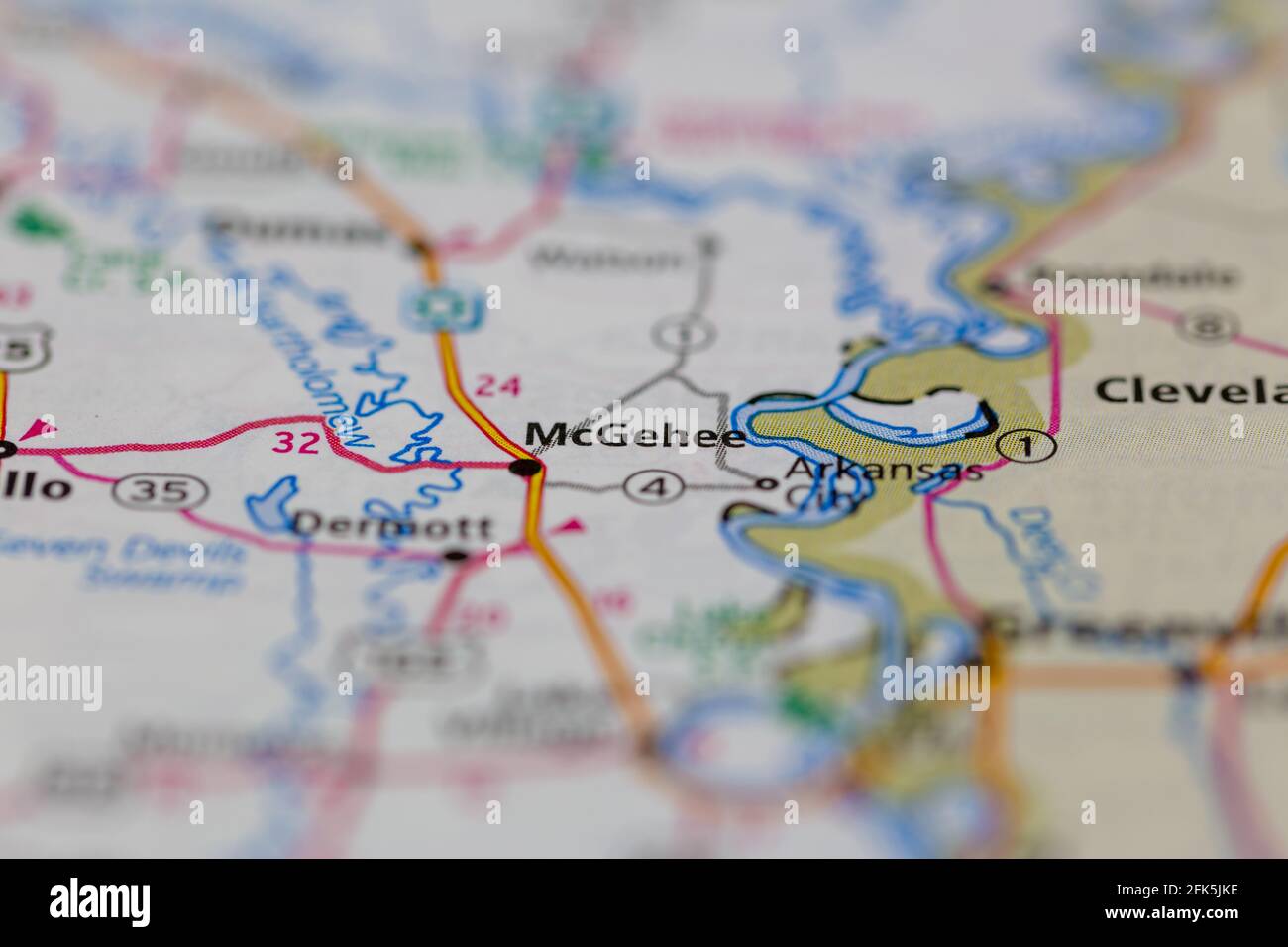 McGehee Arkansas USA auf einer geografischen Karte oder Straße angezeigt Karte Stockfoto