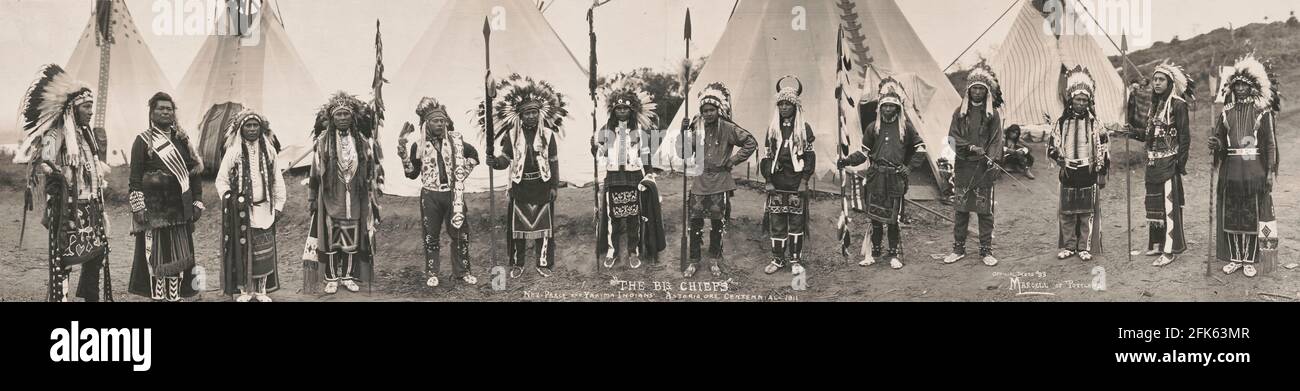 „The Big Chiefs“, Nez-Perce und Yakima Indians, Astoria, Oregon Centennial, 1911 Stockfoto