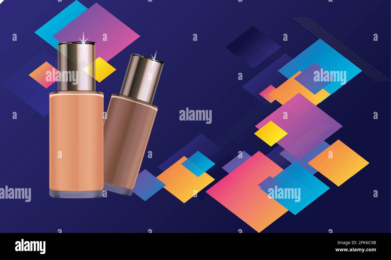 Mockup Illustration von kosmetischen Produkten auf kubischem Hintergrund Stock Vektor